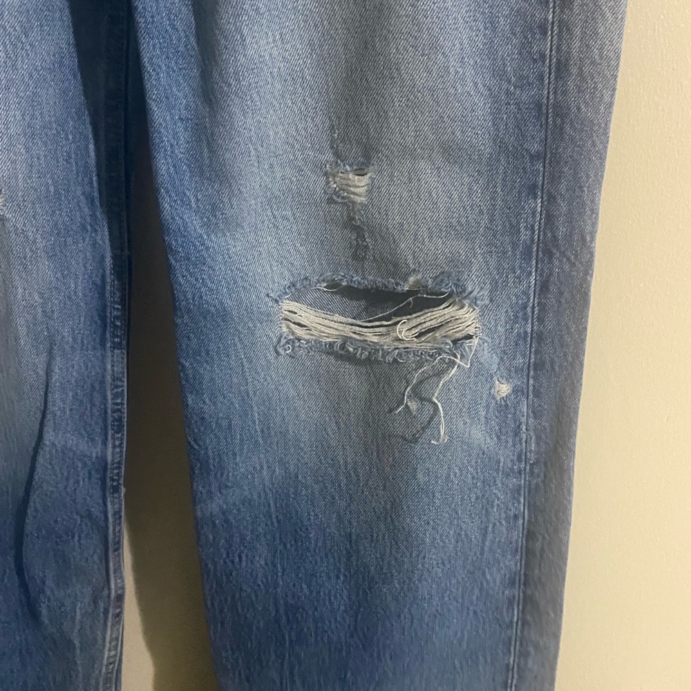 Zara Blue Distressed Flare Jeans - Picture 4 of 5